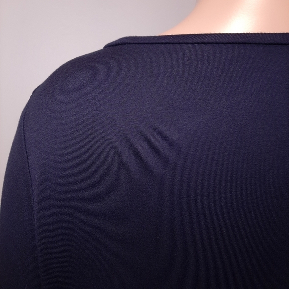 TAHARI Sheer Mesh Lace Asymmetric Long Sleeve Tunic Top Flowy Rayon - Picture 6 of 11